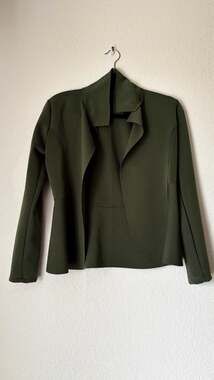 Express Women's Olive Green Open Front Draped Blazer Jacket